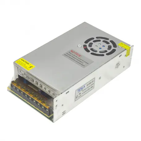 تغذیه سوئیچینگ فلزی 12 ولت 20 آمپر 12v-20A فن دار مارک TESLA